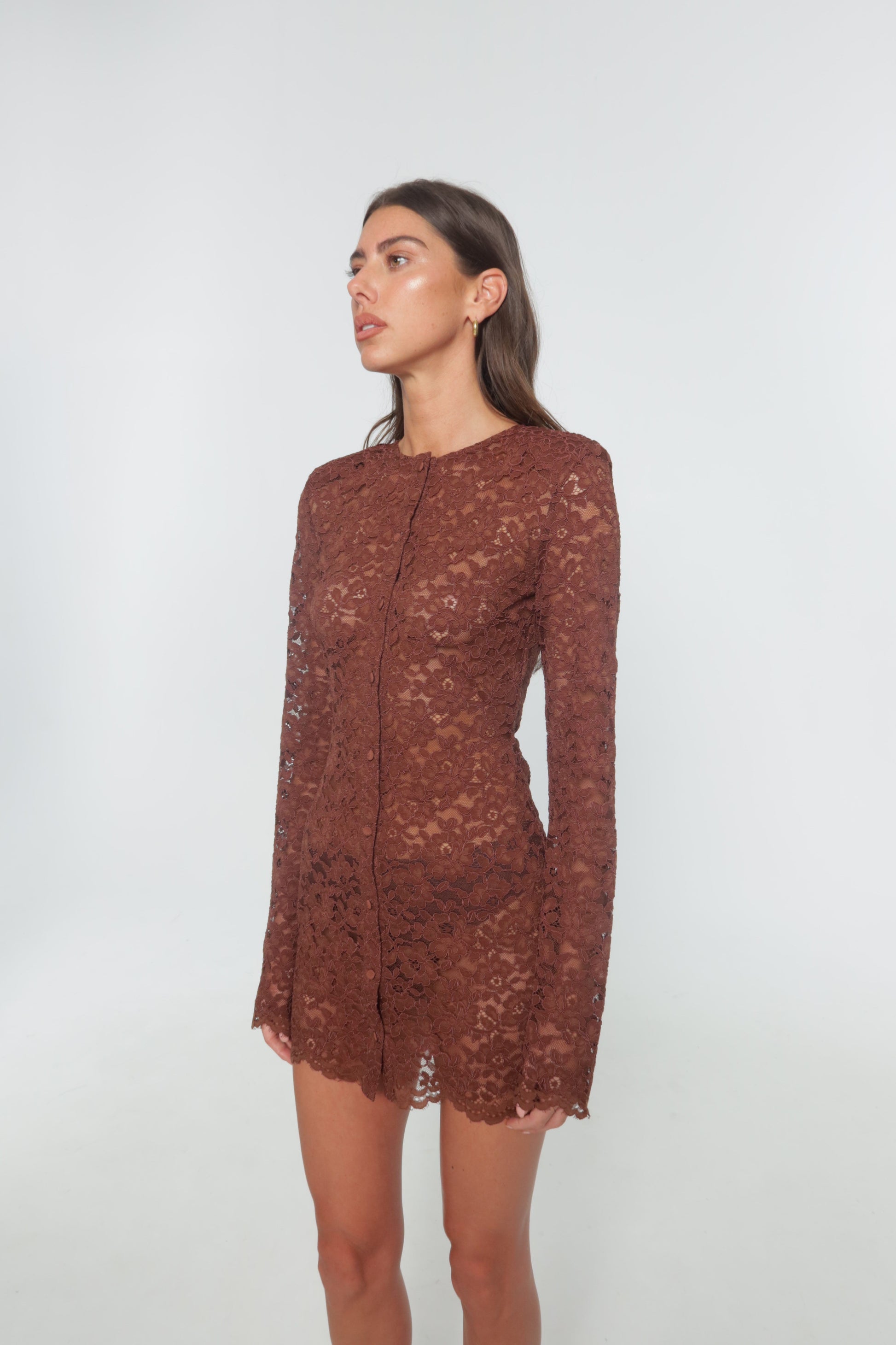 Brown Lace Dress BLK.BLZR Brown Lace Dress BLK.BLZR