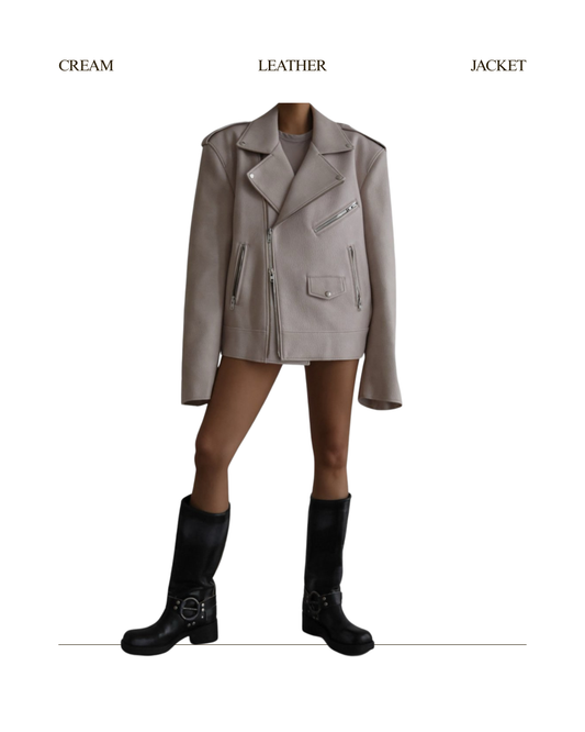 Cream Leather Jacket